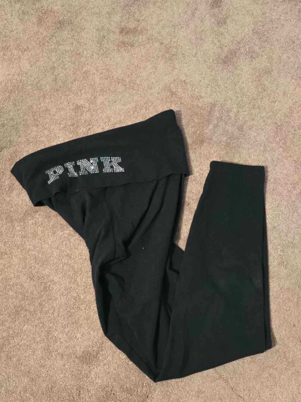 Pink Victoria’s Secret – Leggings – Fold Overs – Black – Size L